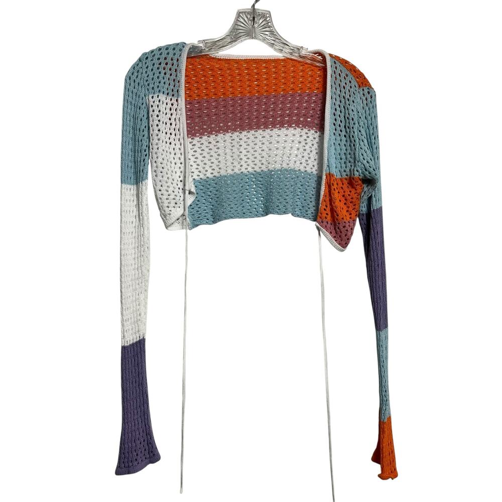2/$15 Colorblock Open Knit Cropped Cardigan S (2876)โ